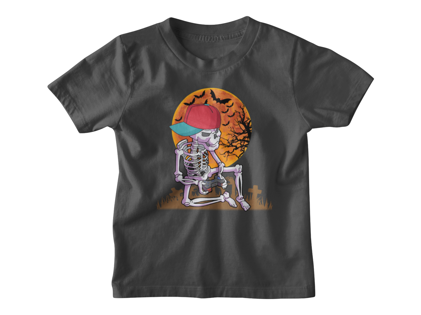 Spooky Skeleton with Colorful Cap Kids T-Shirt