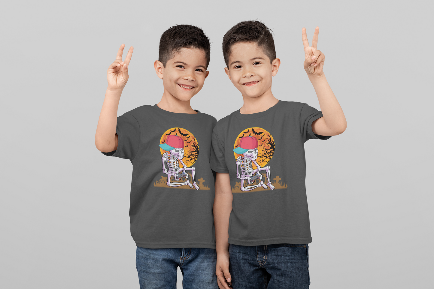 Spooky Skeleton with Colorful Cap Kids T-Shirt