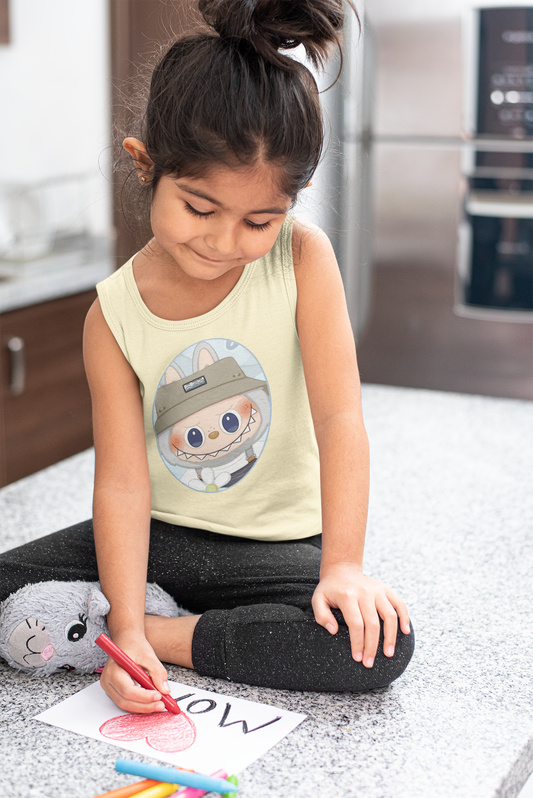 Cute Explorer Monster Kids Tank Top – Vintage-Inspired Cartoon Graphic