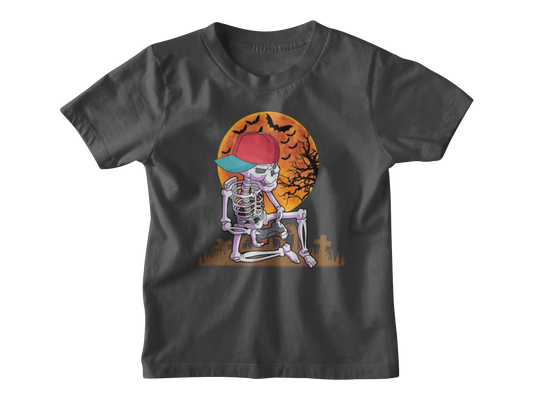 Spooky Skeleton with Colorful Cap Kids T-Shirt